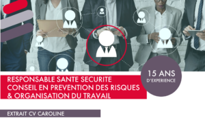 Illustration introduisant le CV de Caroline, responsable santé sécurité conseil en prévention des risques et organisation du travail