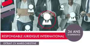 Illustration stylisée pour introduire le CV de Marie-Christine, responsable juridique international